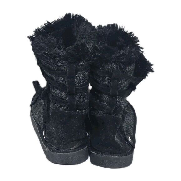 Muk Luks Boots Camila Women Size 9 Black Faux Fur Lined Knit Booties - Picture 3 of 11